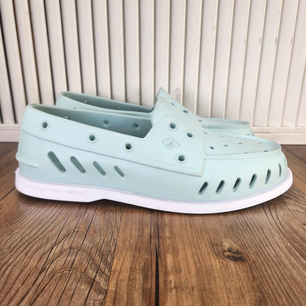 Sperry Authentic Original Float Boat Shoes Mens Sz 7 Seafoam Green White Slip On